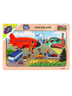 onyil oyuncak ahsap egitici 20 parca puzzle havaalani